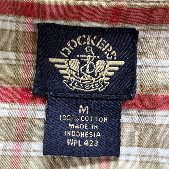 Vintage Dockers Womens Plaid Button Down Blouse Shirt Top Red Brown Medium - Picture 12 of 14